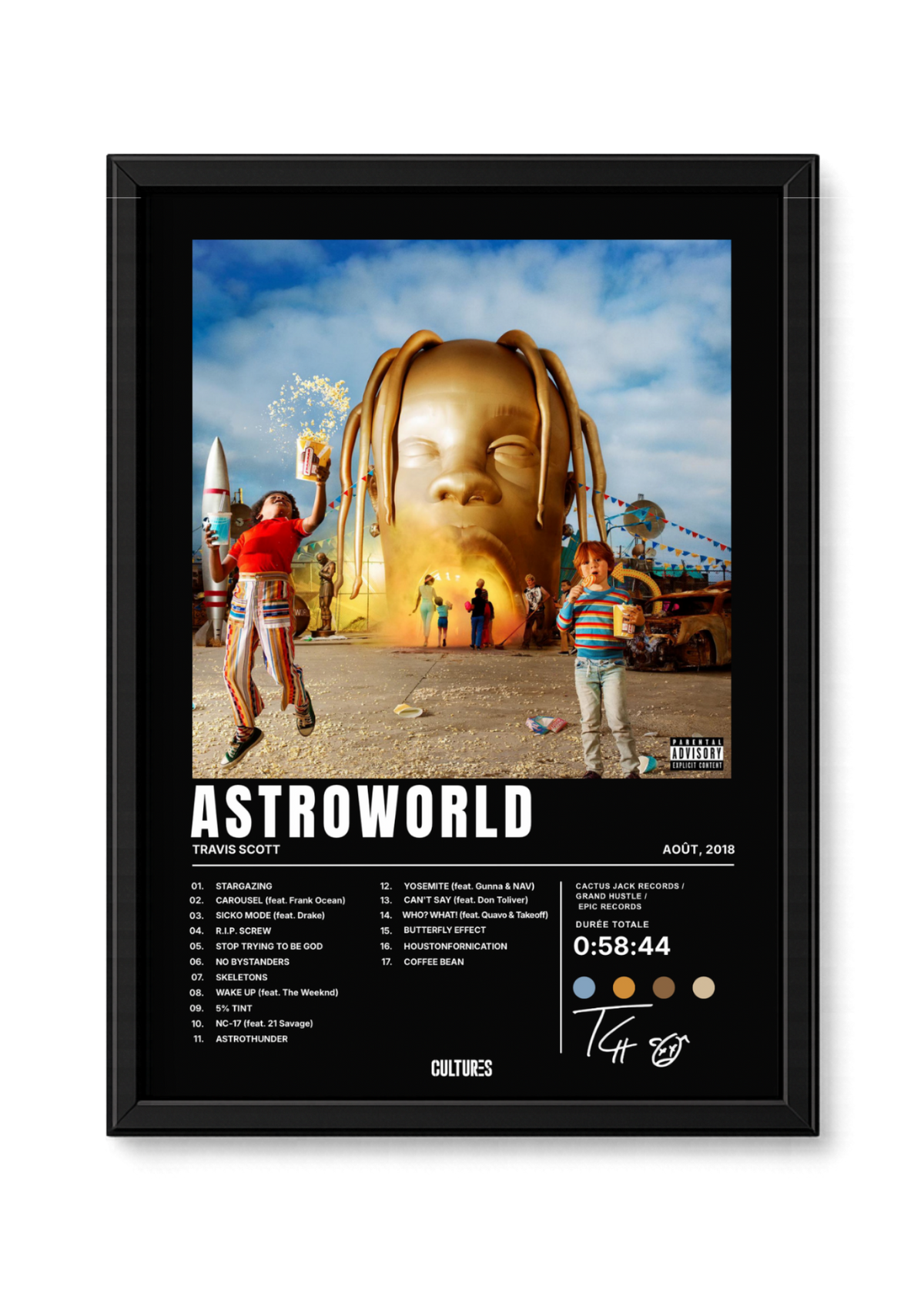 Cadre Travis Scott Astroworld – fond noir