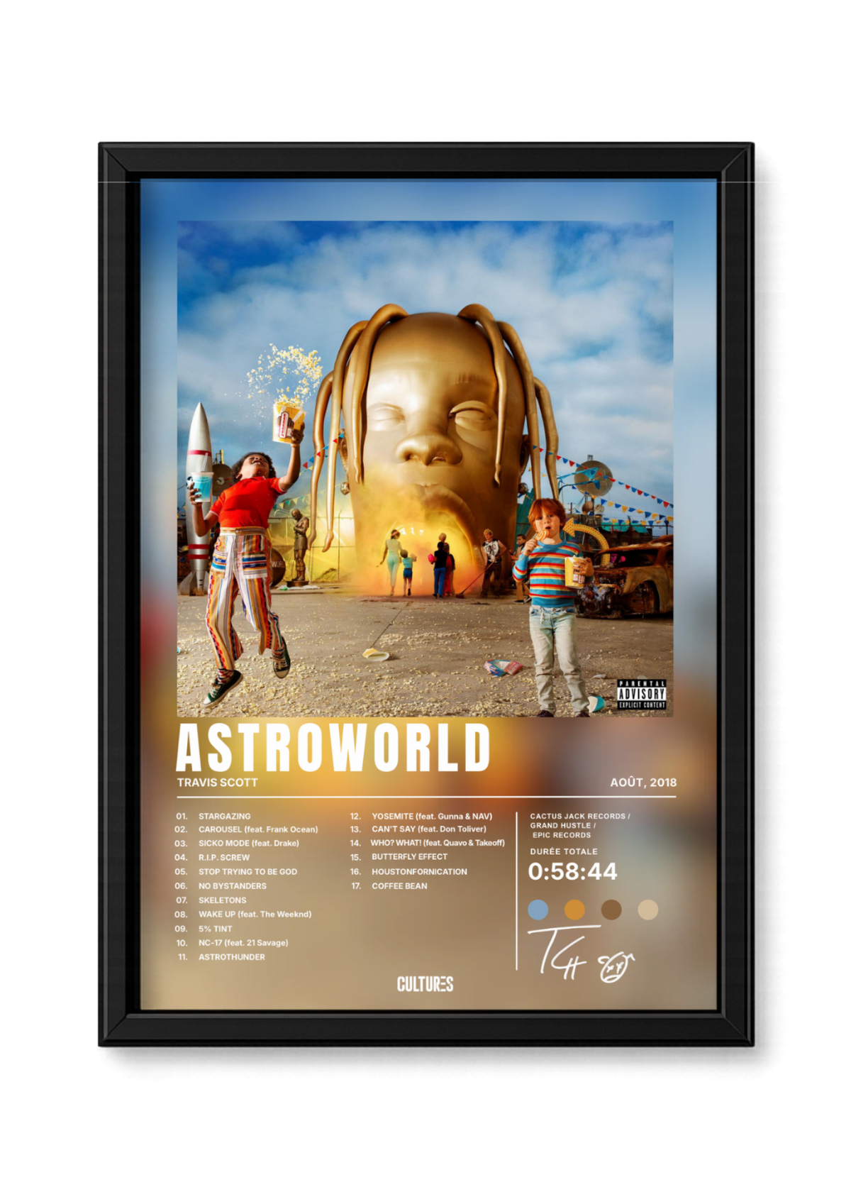 Cadre Travis Scott Astroworld – fond coloré