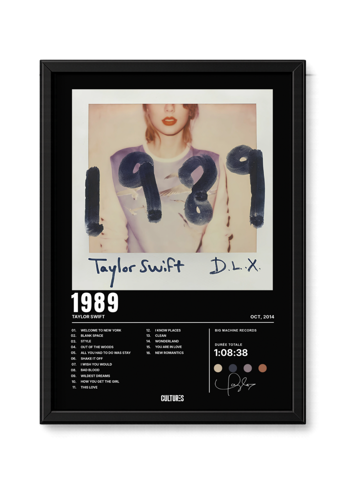 Cadre Taylor Swift 1989 – fond noir
