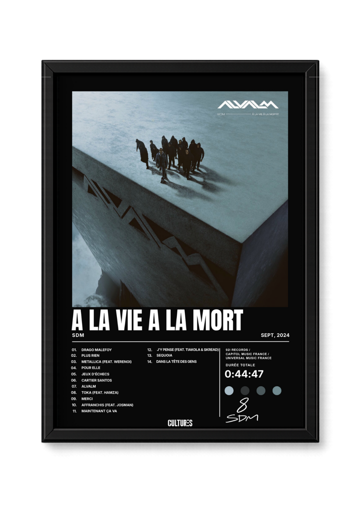 Cadre SDM À la vie à la mort – fond noir