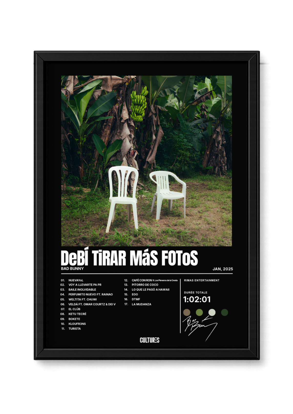 Cadre Bad Bunny DeBÍ TiRAR MáS FOToS – fond noir
