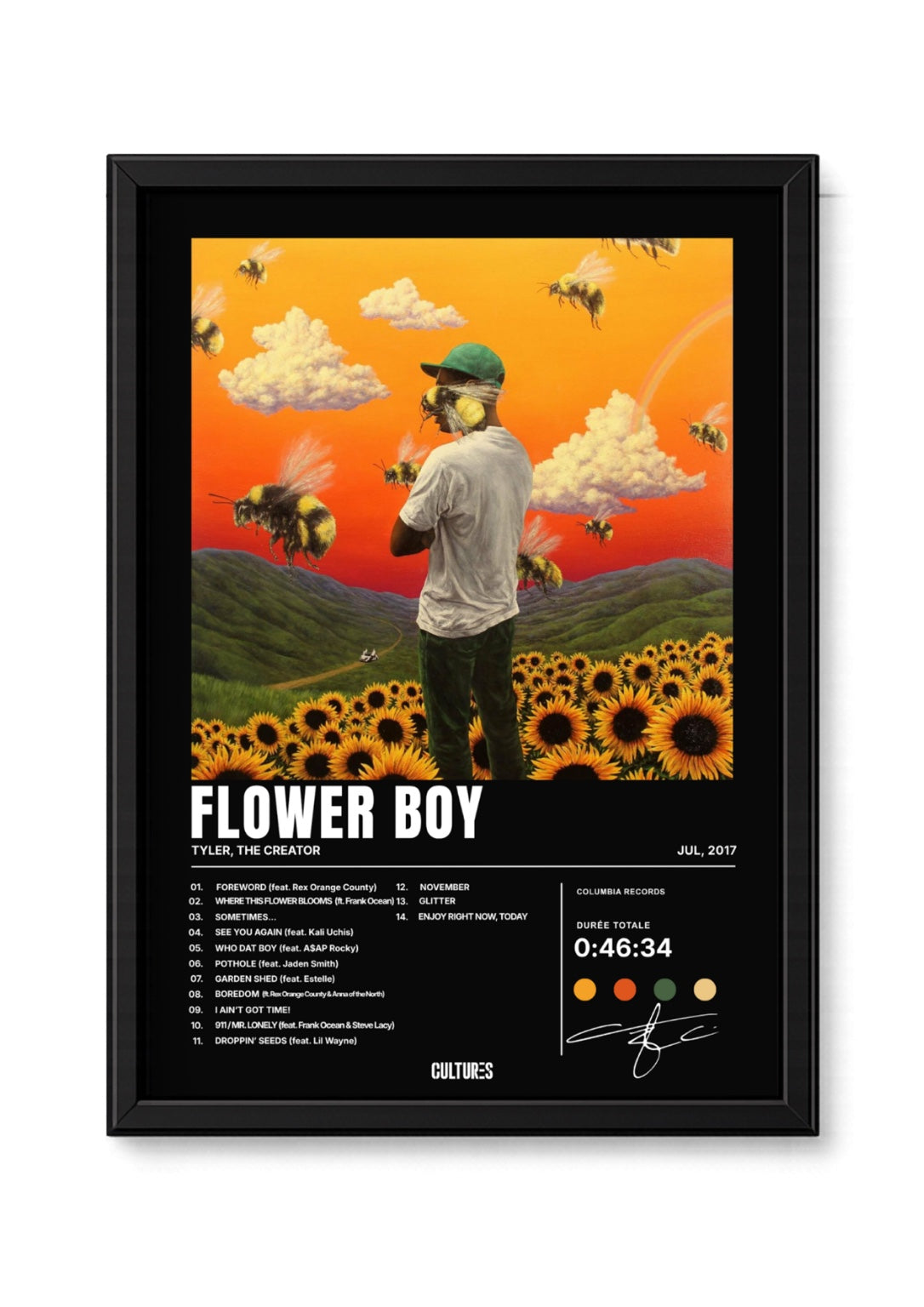 Cadre Tyler, The Creator Flower Boy – fond noir