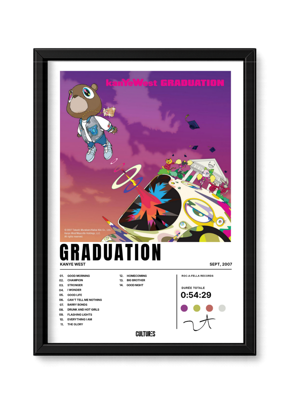 Cadre Kanye West Graduation – fond blanc