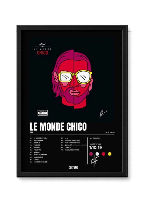 Cadre PNL Le Monde Chico – fond noir