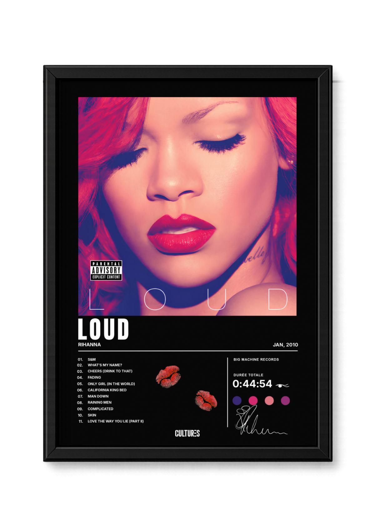 Cadre Rihanna Loud – fond noir