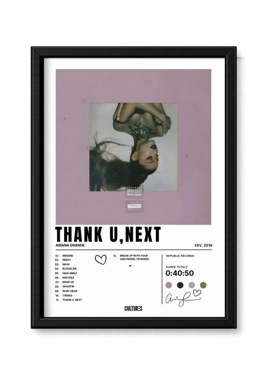 Cadre Ariana Grande Thank U, Next – fond blanc