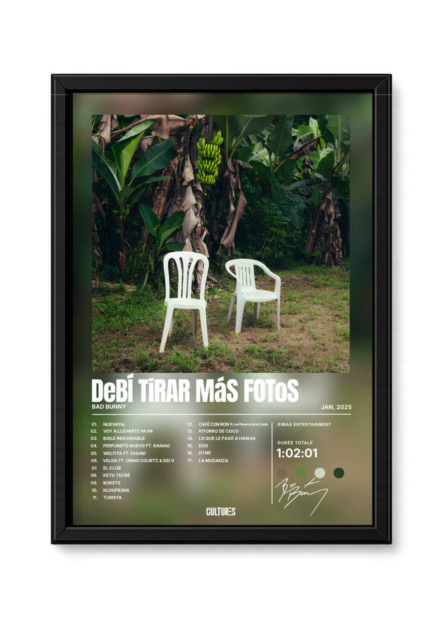 Cadre Bad Bunny DeBÍ TiRAR MáS FOToS – fond coloré
