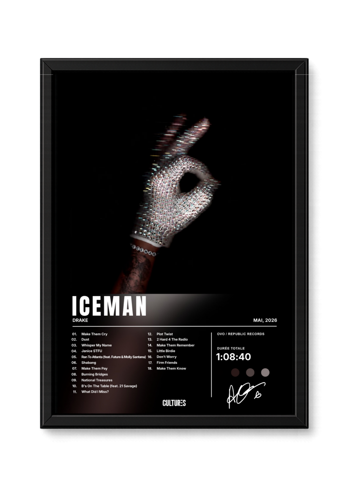Cadre Drake Iceman – fond coloré