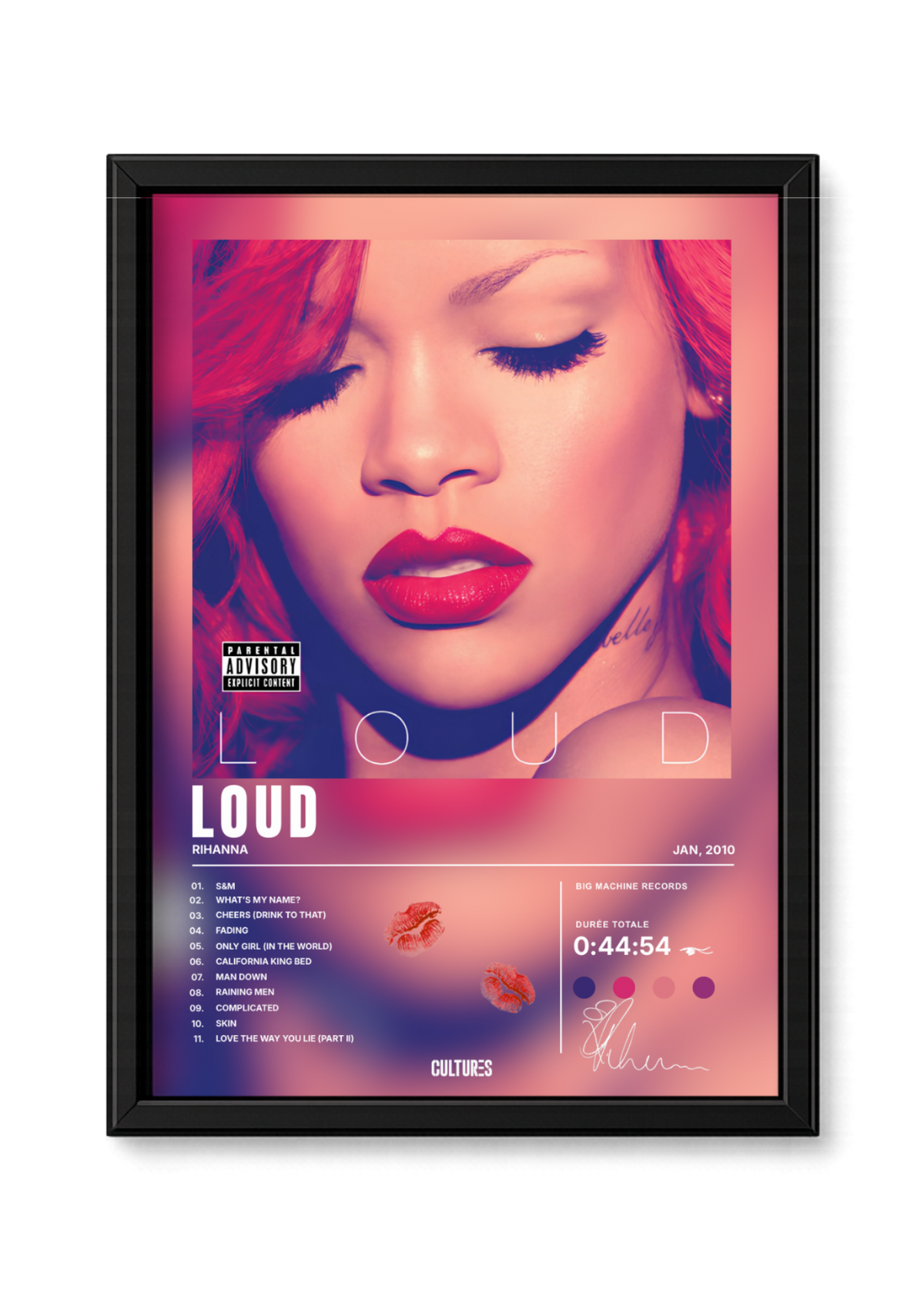 Cadre Rihanna Loud – fond coloré