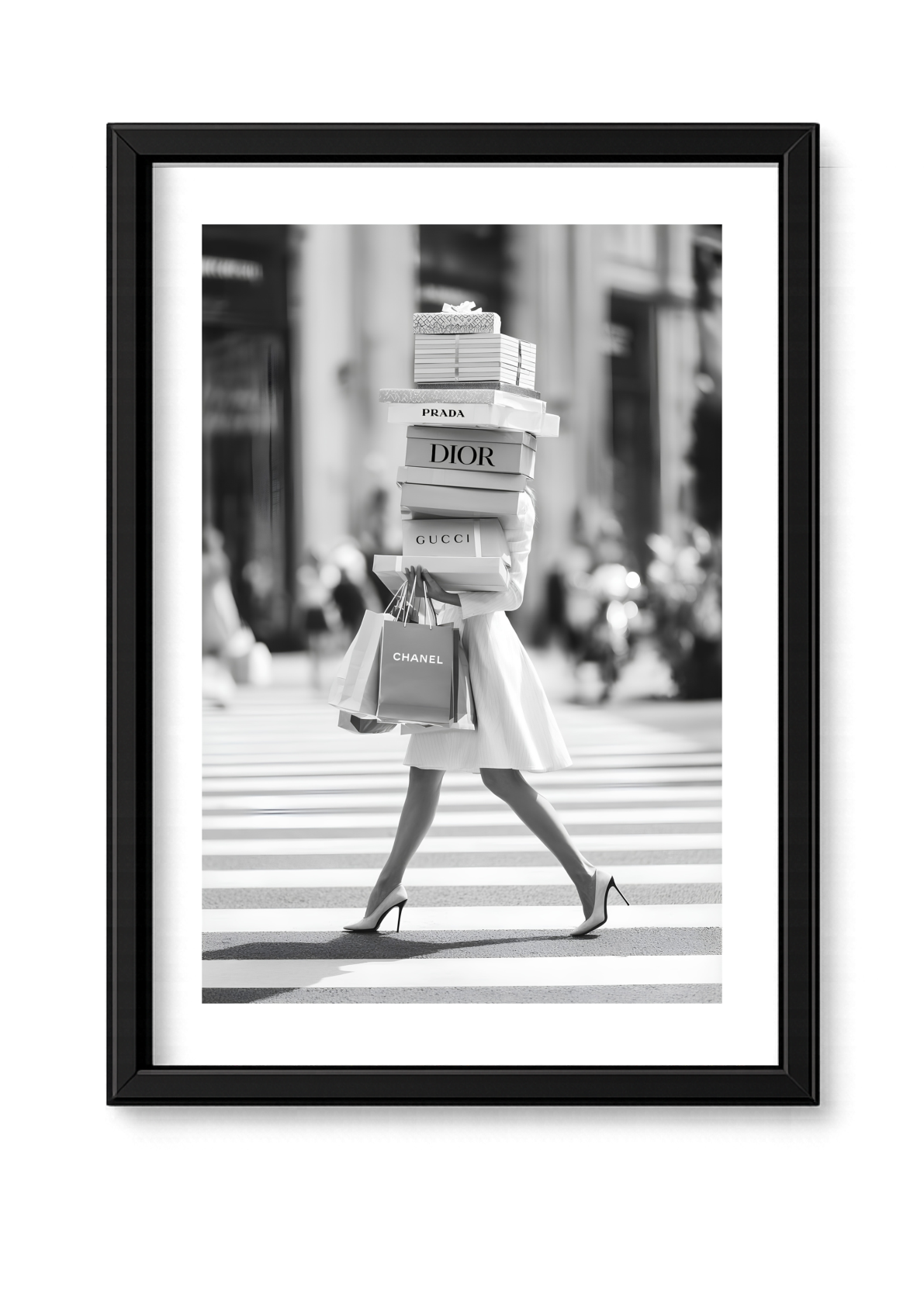 Cadre mode noir et blanc shopping luxe