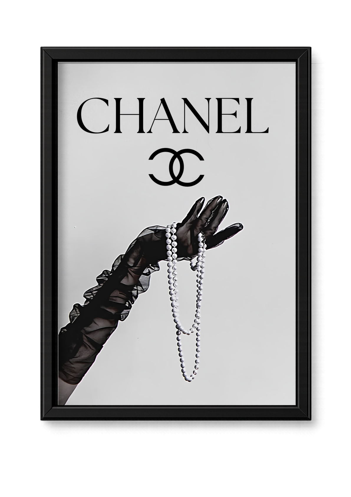 Cadre Chanel perles noir et blanc