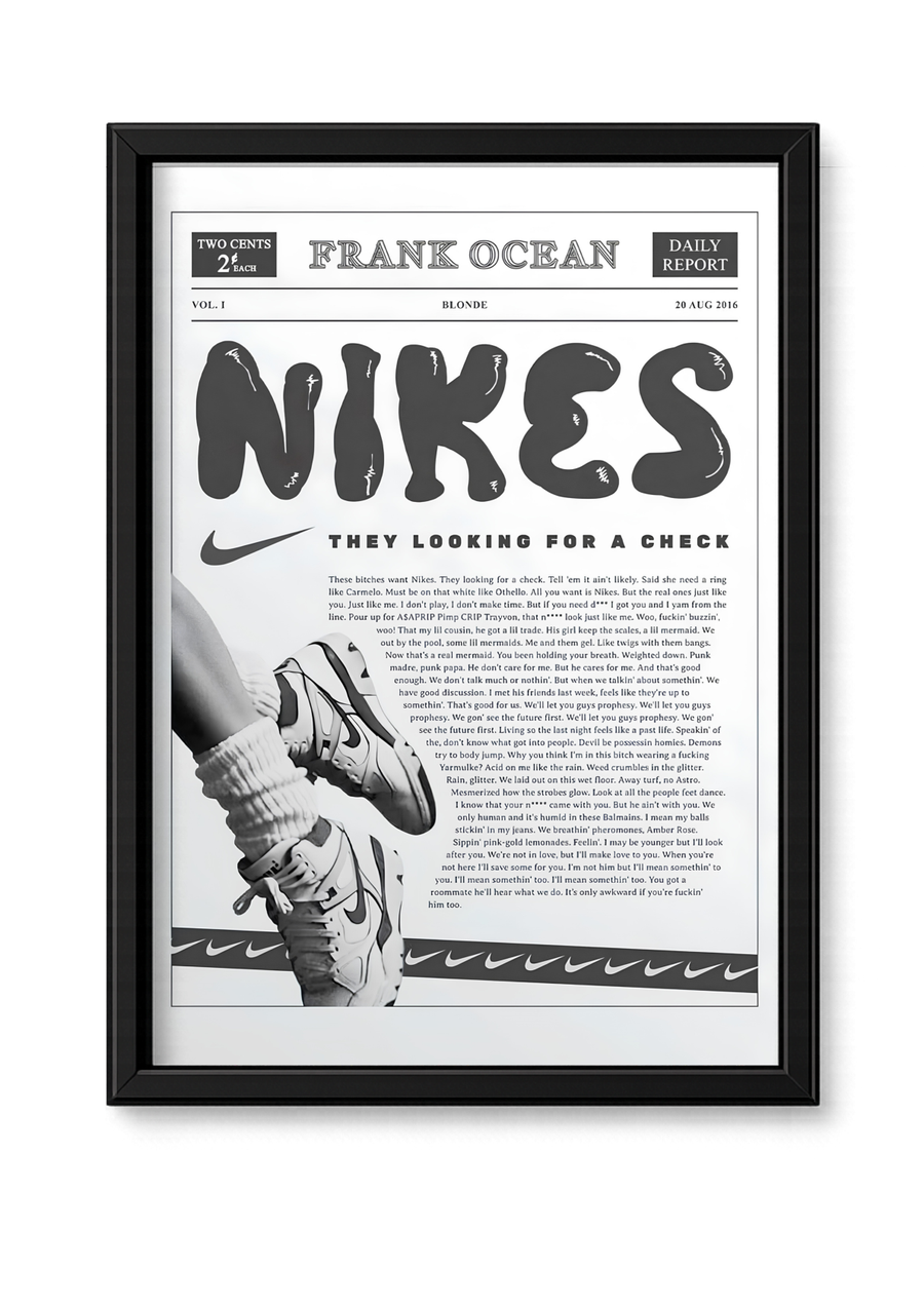 Cadre Nike style journal noir et blanc