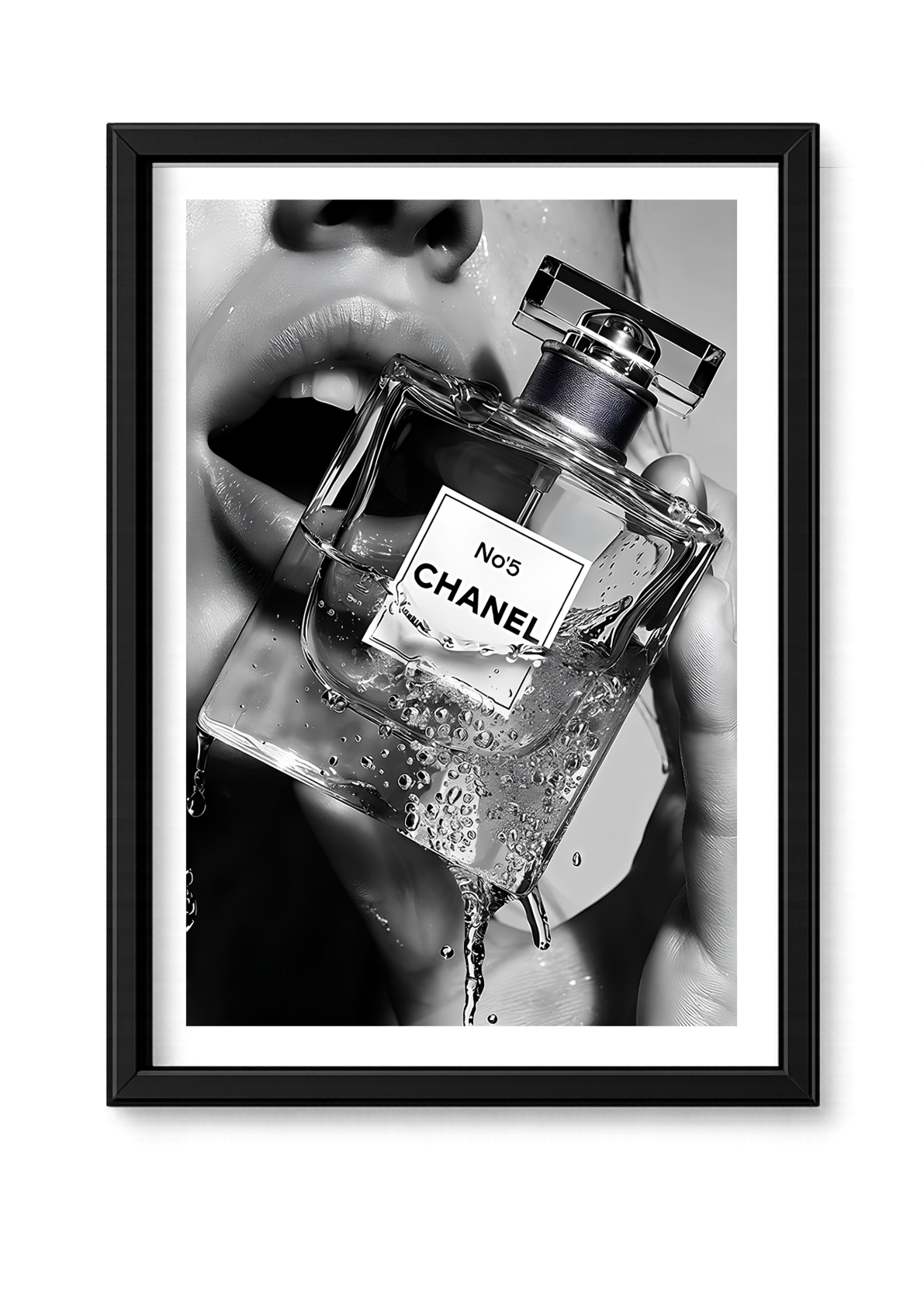 Cadre Chanel N°5 parfum noir et blanc