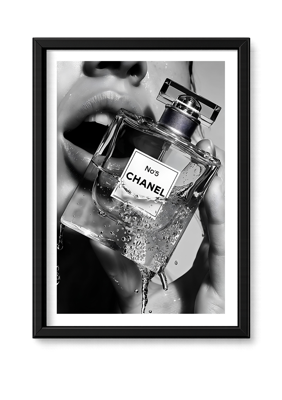 Cadre Chanel N°5 parfum noir et blanc