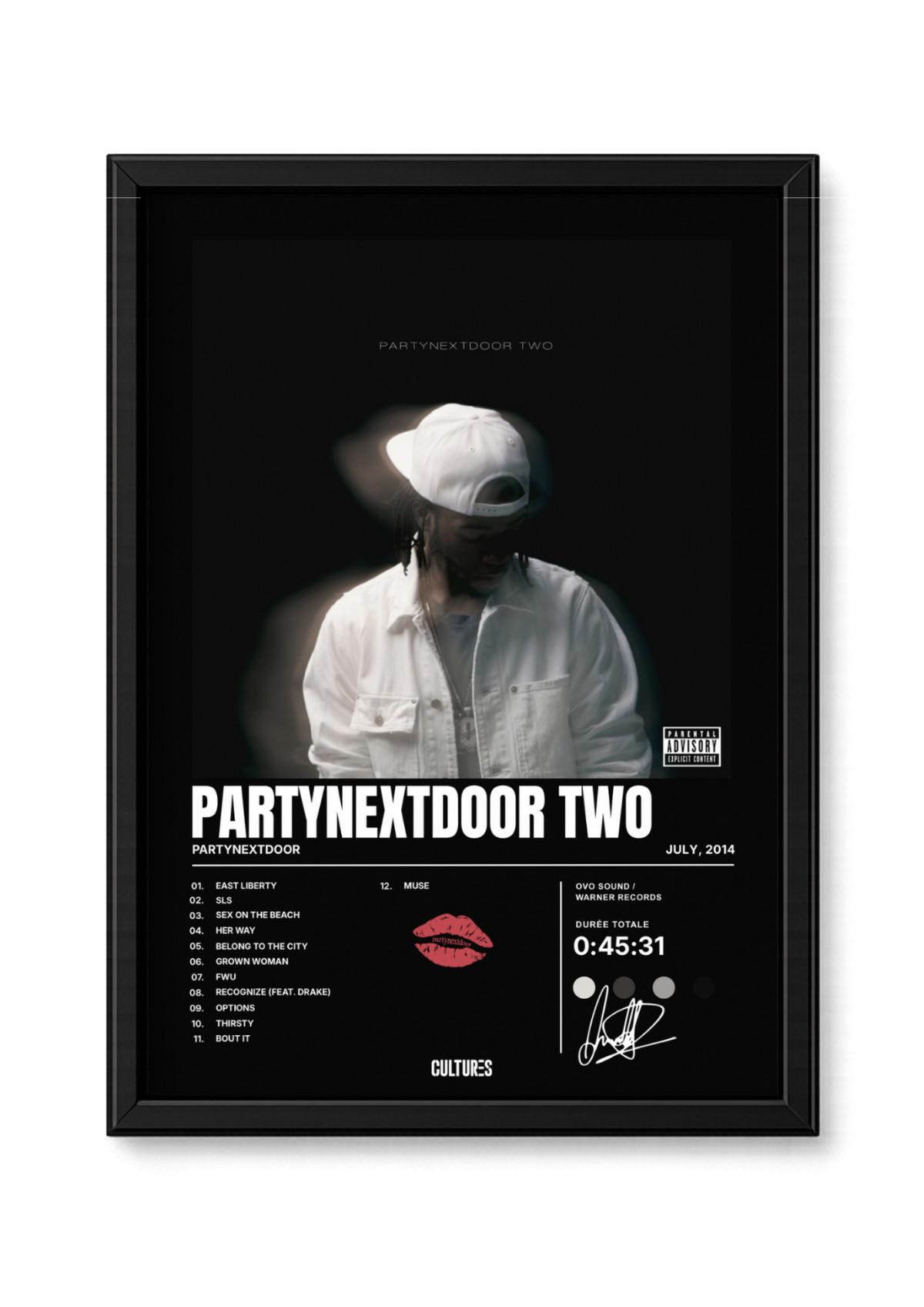 Cadre PARTYNEXTDOOR PARTYNEXTDOOR TWO – fond noir