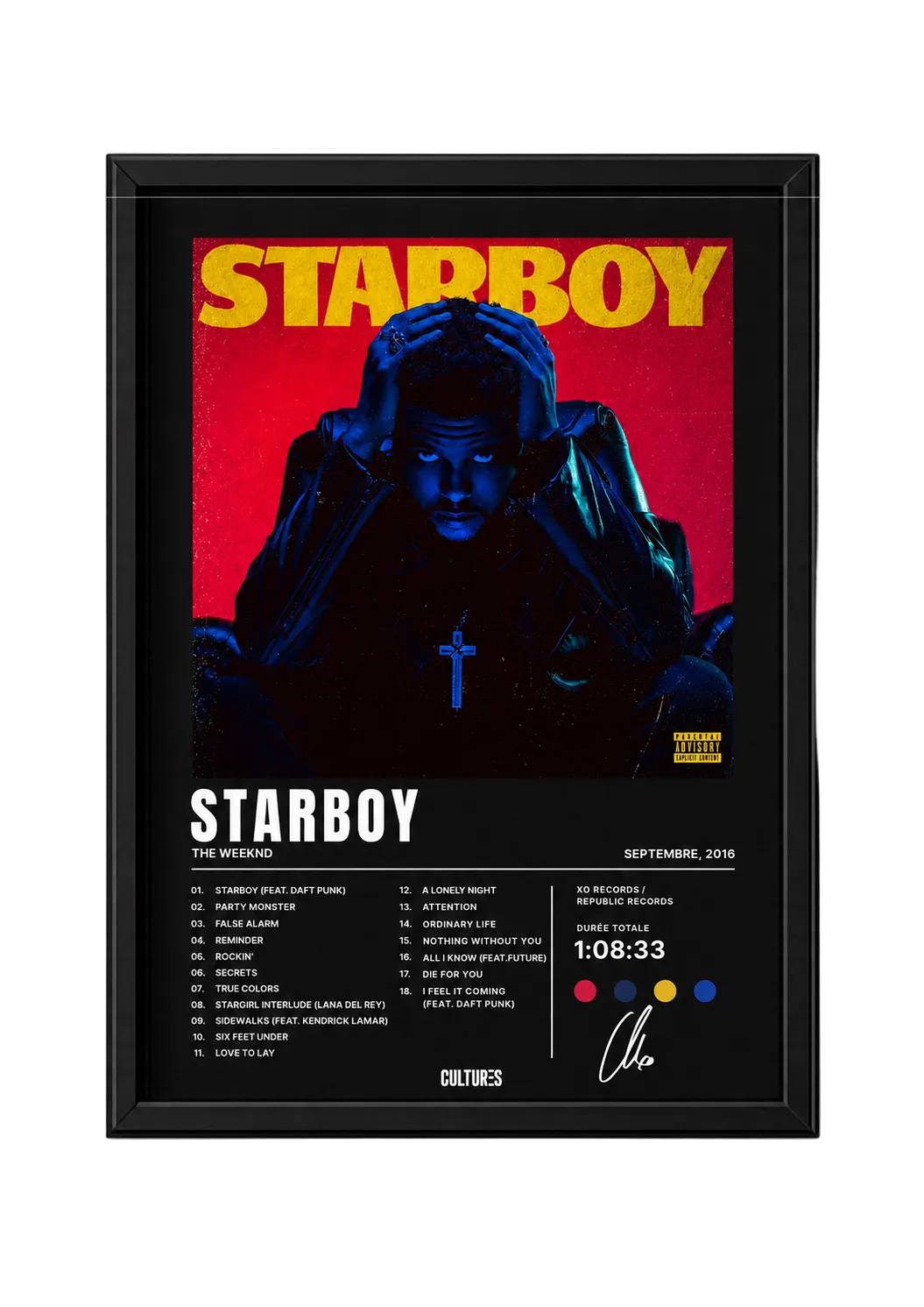 Cadre The Weeknd Starboy – fond noir