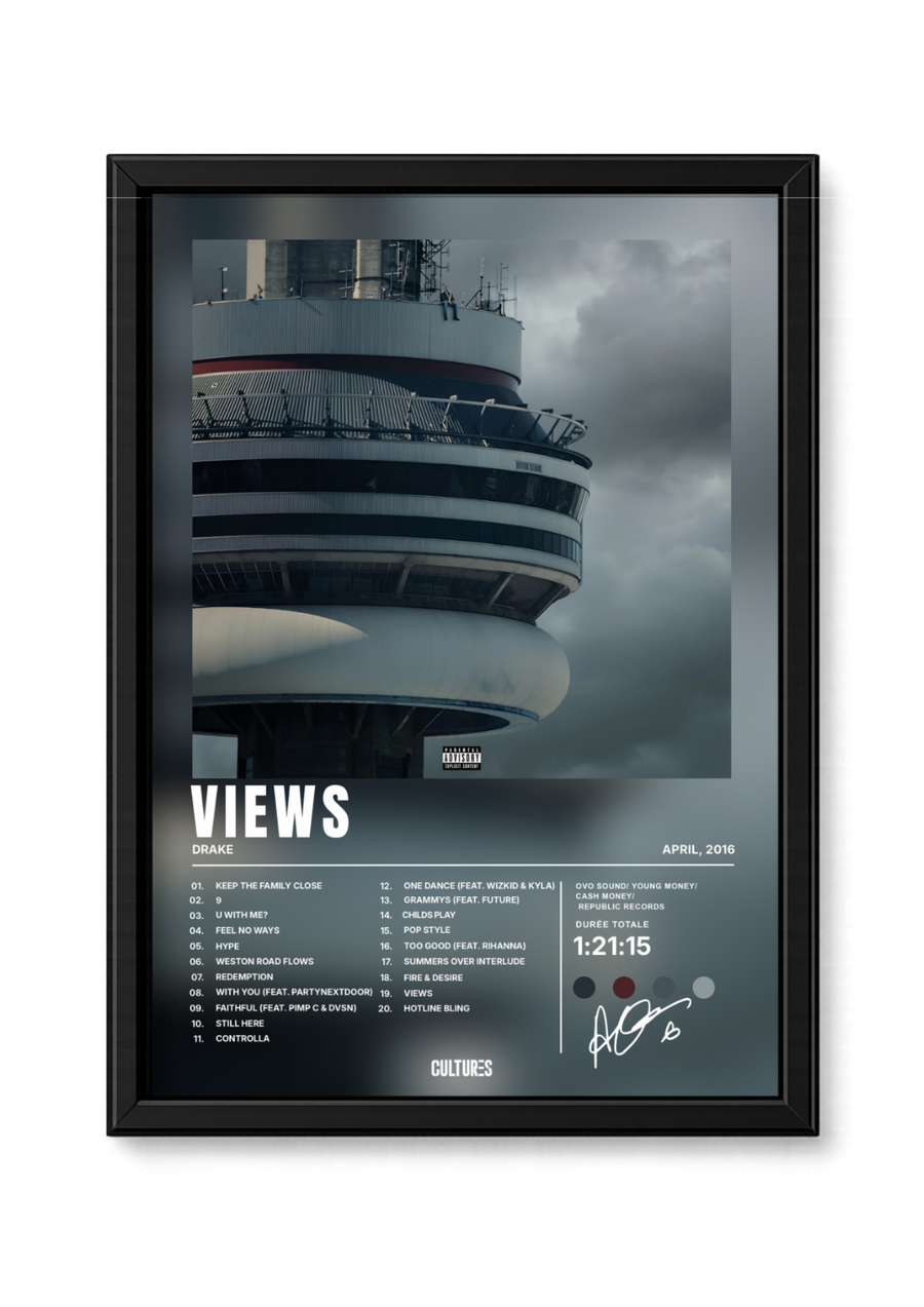 Cadre Drake Views – fond coloré